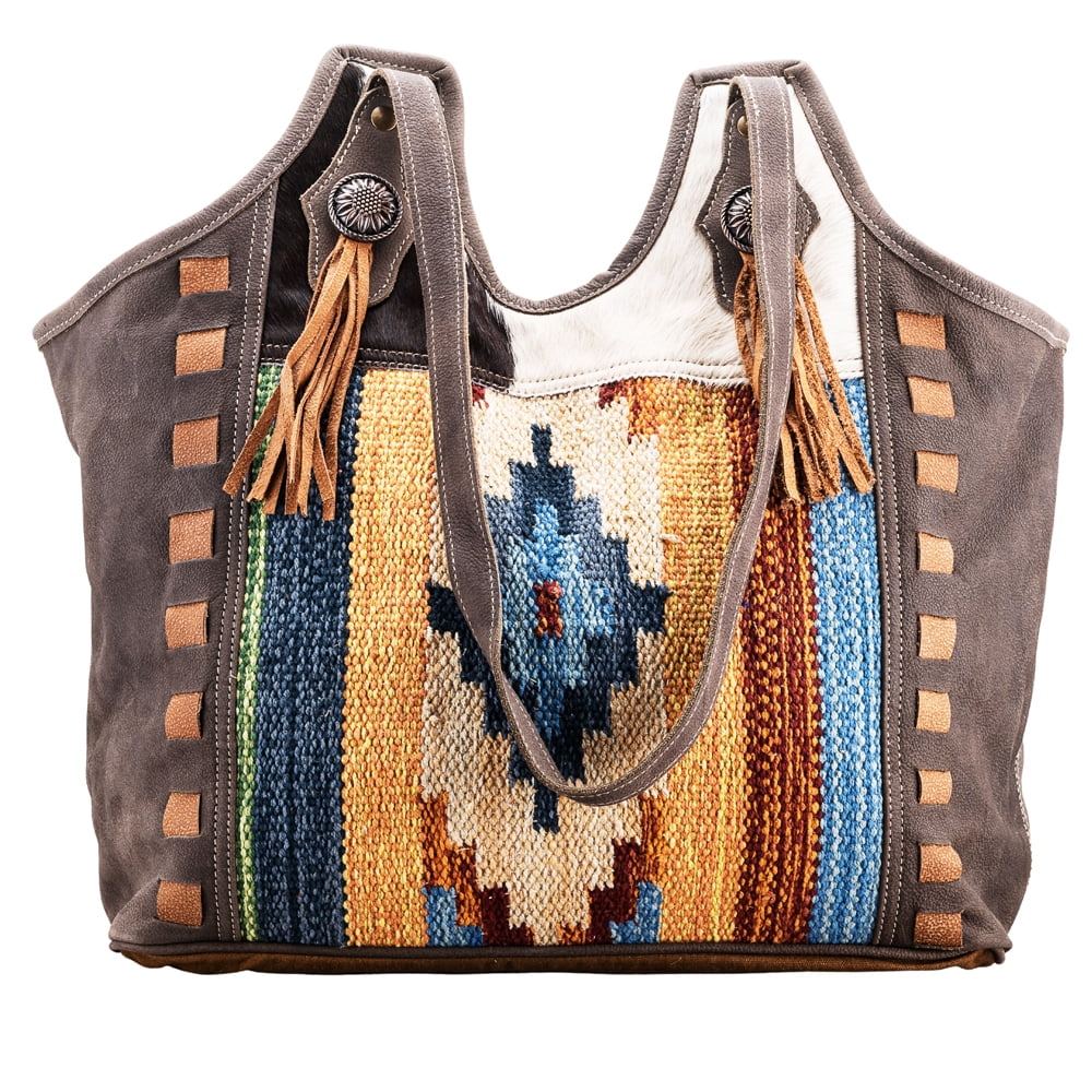 KB OHLAY KB682 TOTE Upcycled Wool Upcycled Canvas Hair-on Genuine Leather women bag western handbag purse