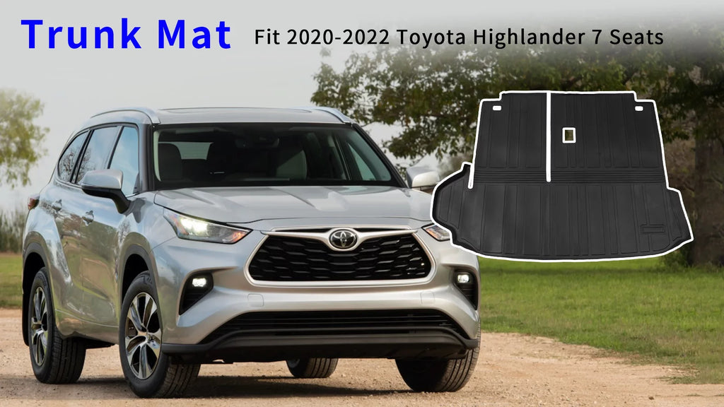 Cargo Mat Fitting with 2020-2024 Toyota Highlander Trunk Mat Cargo Liner TPE Back Seat Wrap Protector 2022 7 Seats Highlander Accessories (2020-2023, Trunk Mat with Backrest Mat)