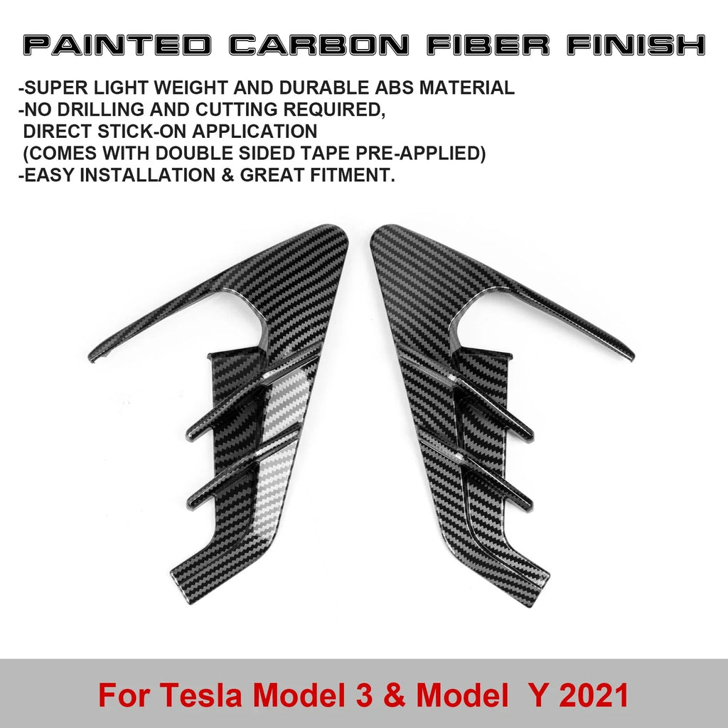 Xotic Tech Side Marker View Camera Indicator Turn Signal Coating Trim, Carbon Fiber Pattern, Fitting with Tesla Model 3 Model Y 2021+