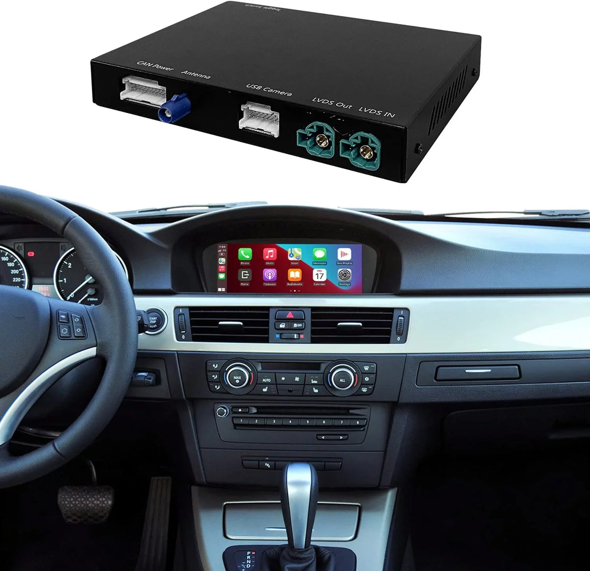 Road Top Wireless Carplay Retrofit Kit Decoder for BMW 1 3 5 6 7 Series X1 X3 X5 X6 CIC System 2008-2012, Support Wireless Android Auto, Mirrorlink, YouTube