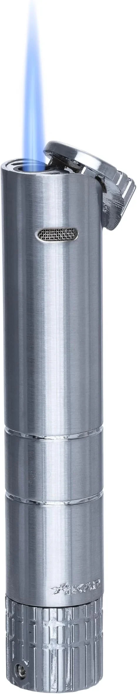 Xikar Turrim Cigar Lighter, Single Jet Flame, Piezo Ignition, Silver