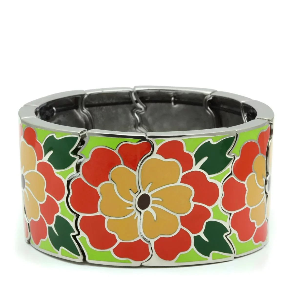 Luxe Jewelry Designs Stainless Steel Flower Designed Women's Stretch Bracelet