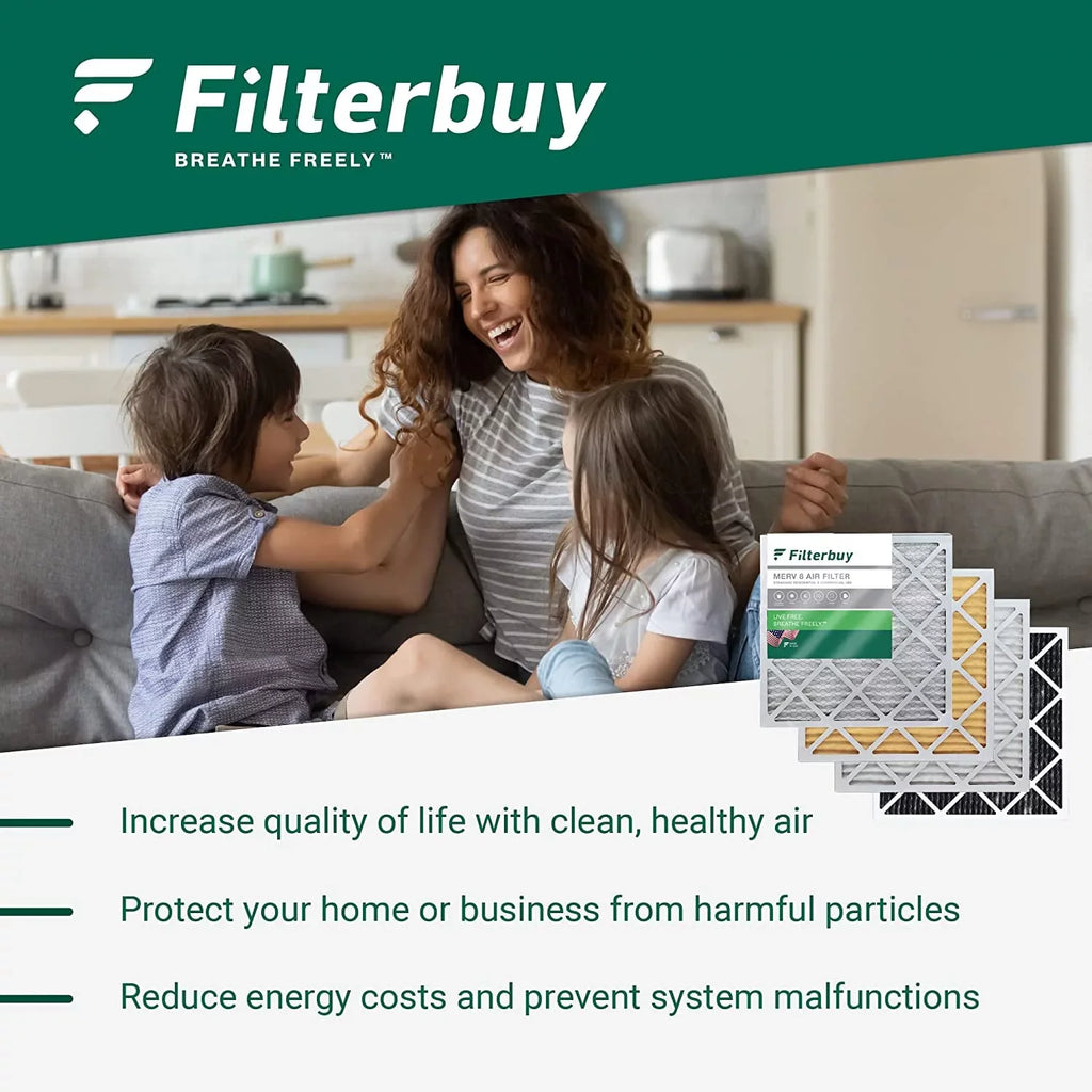 Filterbuy 10x25x1 MERV 13 Pleated HVAC AC Furnace Air Filters (6-Pack)