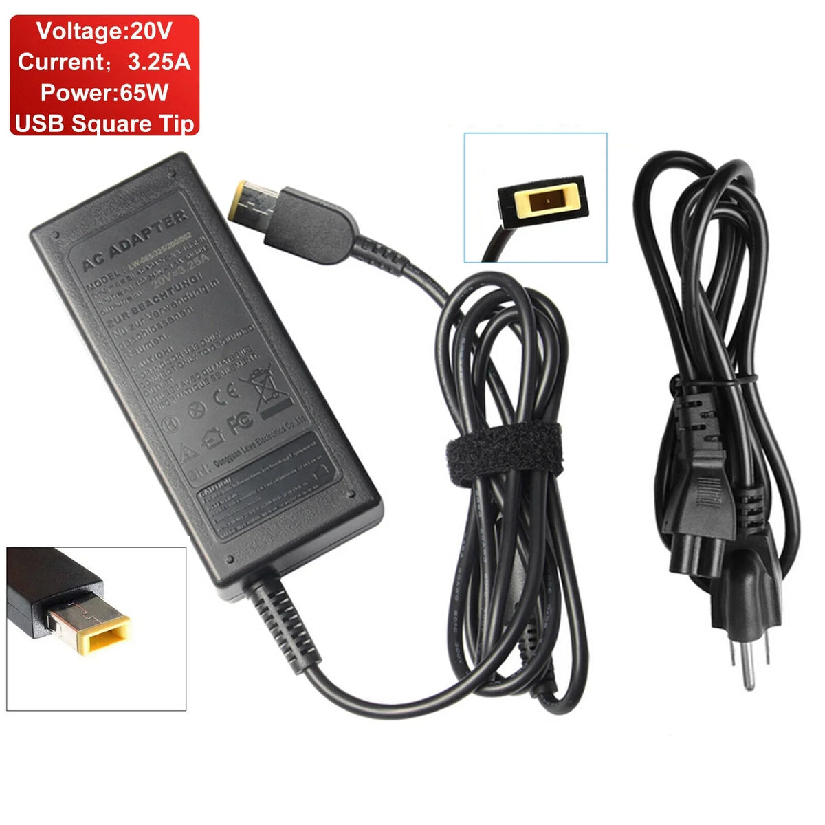 2 Pcs 65W AC Adapter Power Charger For Lenovo Thinkpad X240 X240S X300S T440S T450