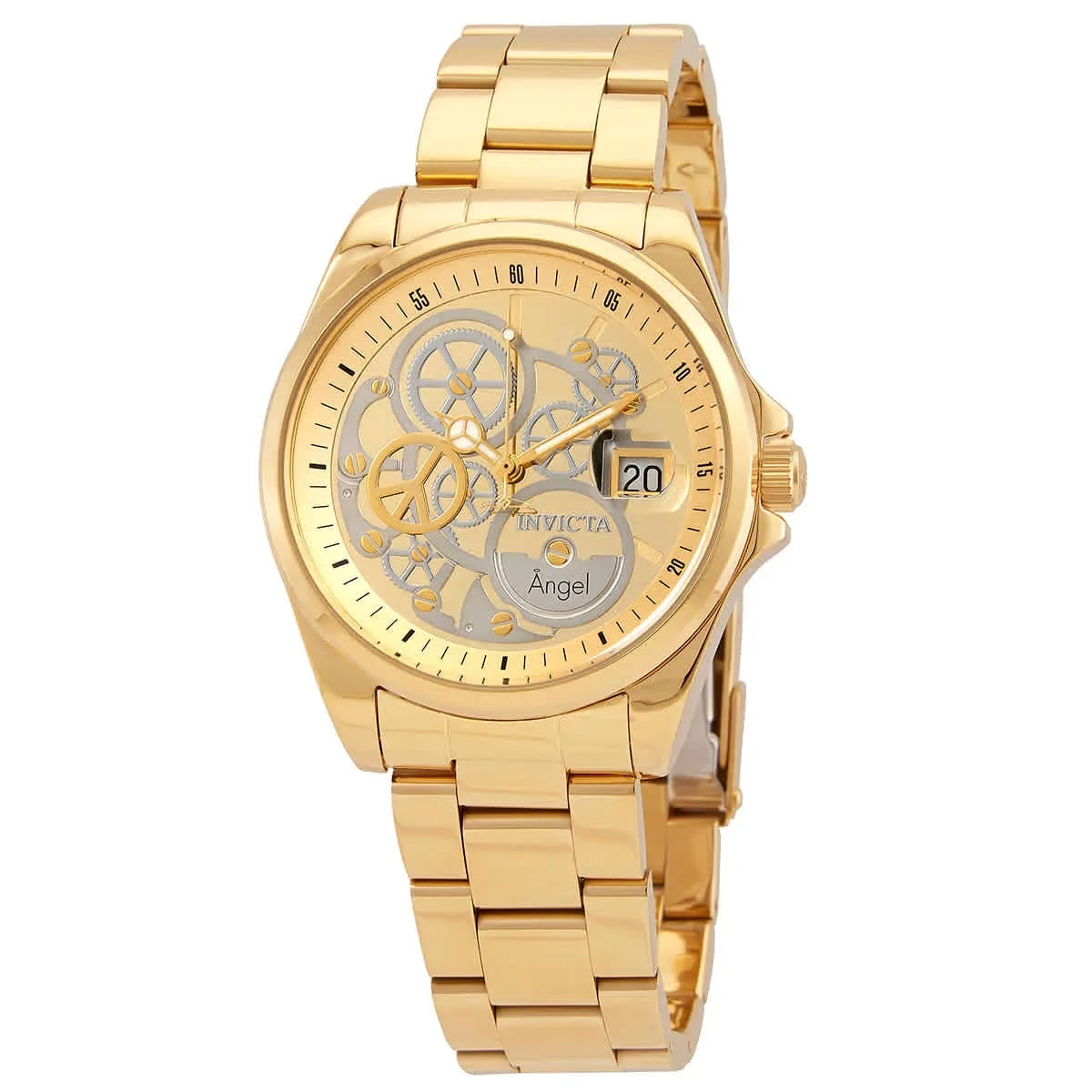 23568 Women's Angel Gold and Silver Dial Yellow Gold Steel Bracelet Dive Watch