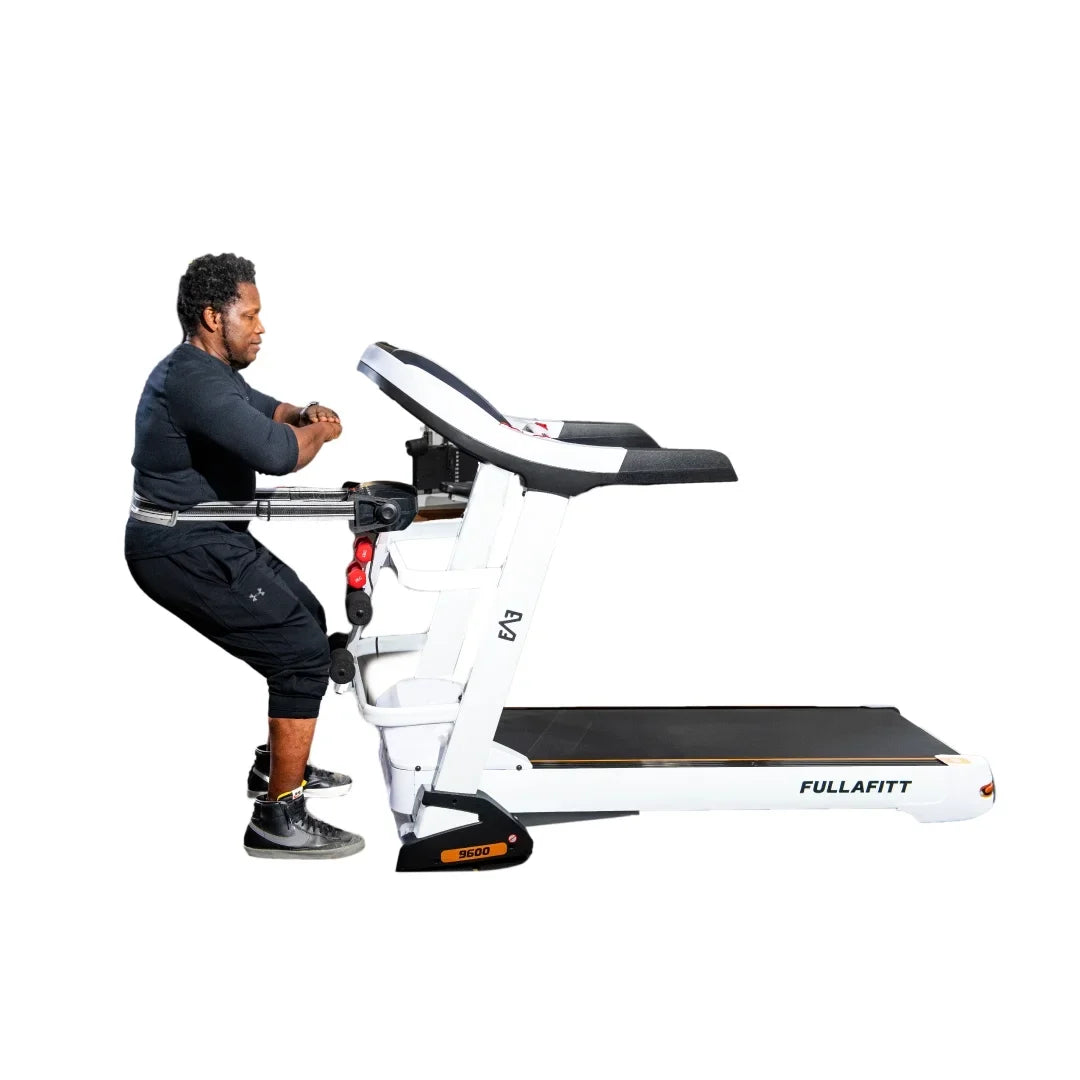 World Best Folding Treadmill by FULLAFITT, 4.5HP, Massage Belt, Wide LED Monitor, Bluetooth, Speakers, Preset Programs, Pulse Grip, Pressure Free Running Board
