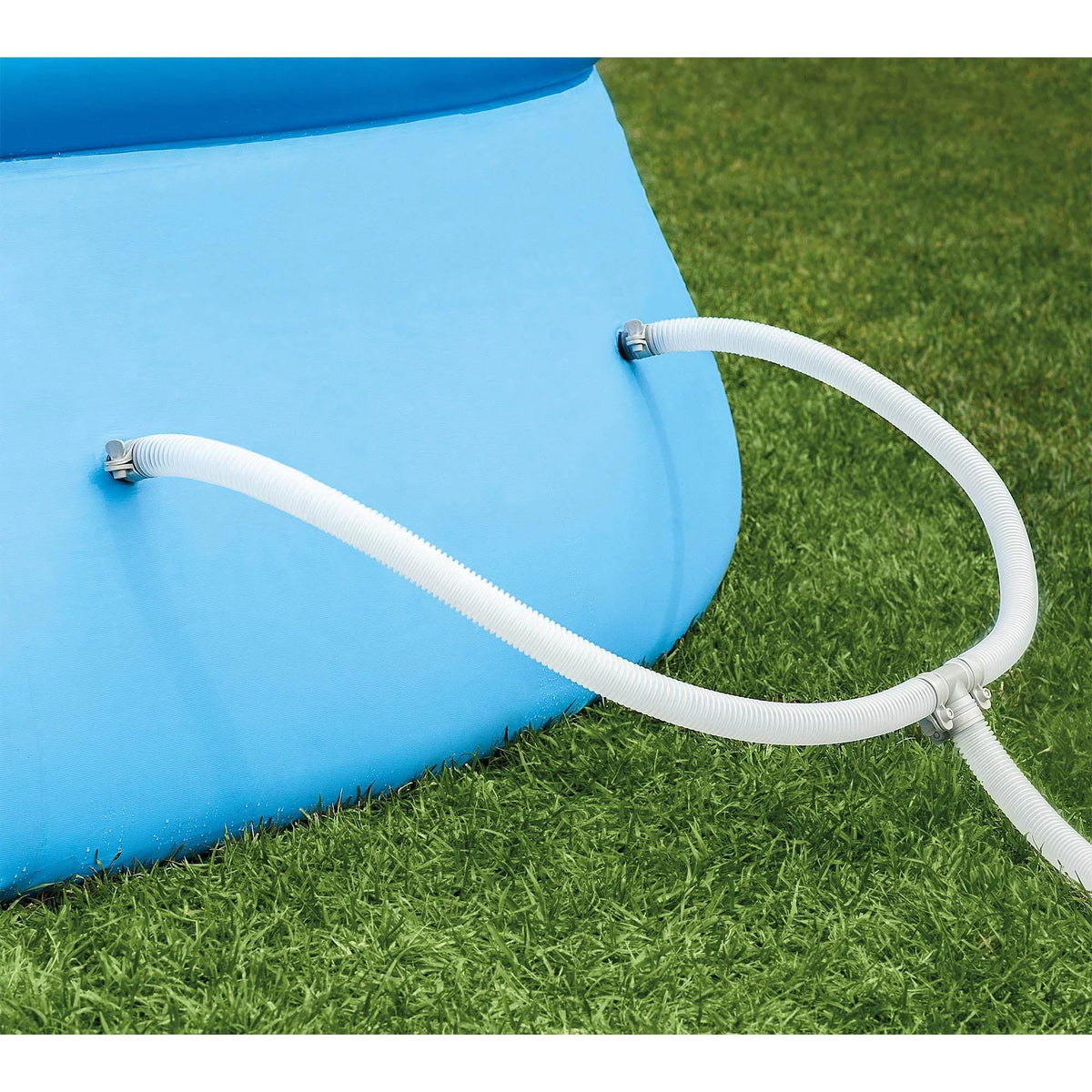 Intex 48in x 18ft Inflatable Round Metal Frame Above Ground Pool with Ladder, Pump & Protection