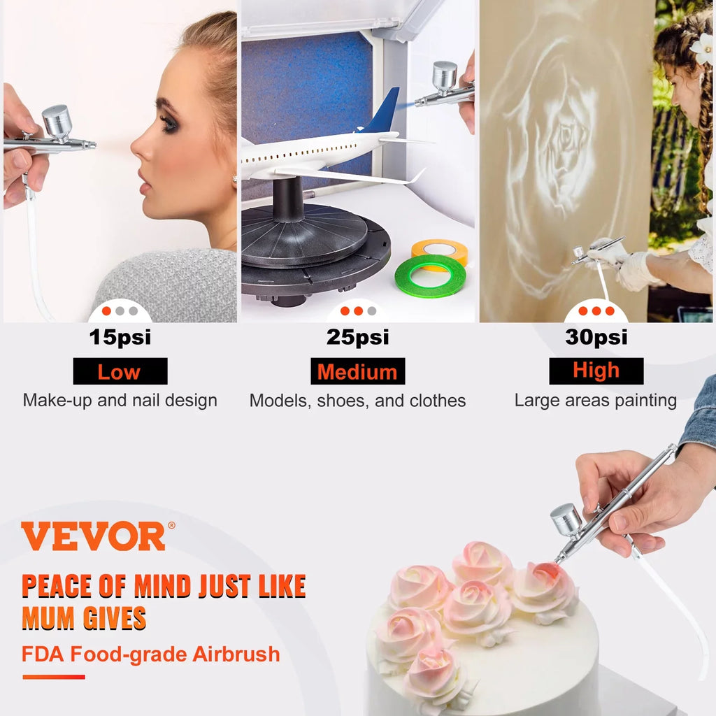 SKYSHALO Airbrush Kit, Portable Airbrush Set with Compressor, Airbrushing System Kit w/ Multi-purpose Dual-action Gravity Feed Airbrushes, Art Nail Cookie Tattoo Makeup