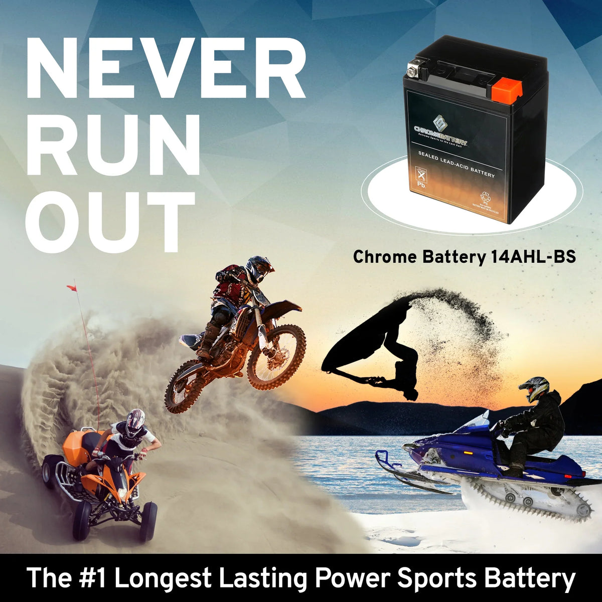 Chrome Battery YTX14AHL-BS (14AHL-BS 12 Volt,12 Ah, 210 CCA) Motorcycle Battery for Suzuki 750cc Gsx-r750 1988