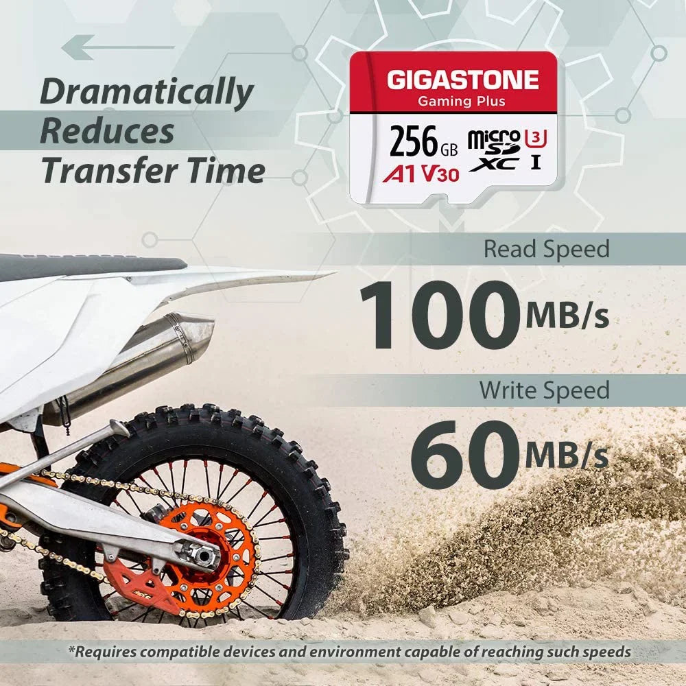 Gigastone 256GB Micro SD Card, Gaming Plus, A1 V30, for Nintendo Switch, High Speed 100MB/s, 4K Video Recording, Fitting with Nintendo Switch Dash Cams GoPro Cameras