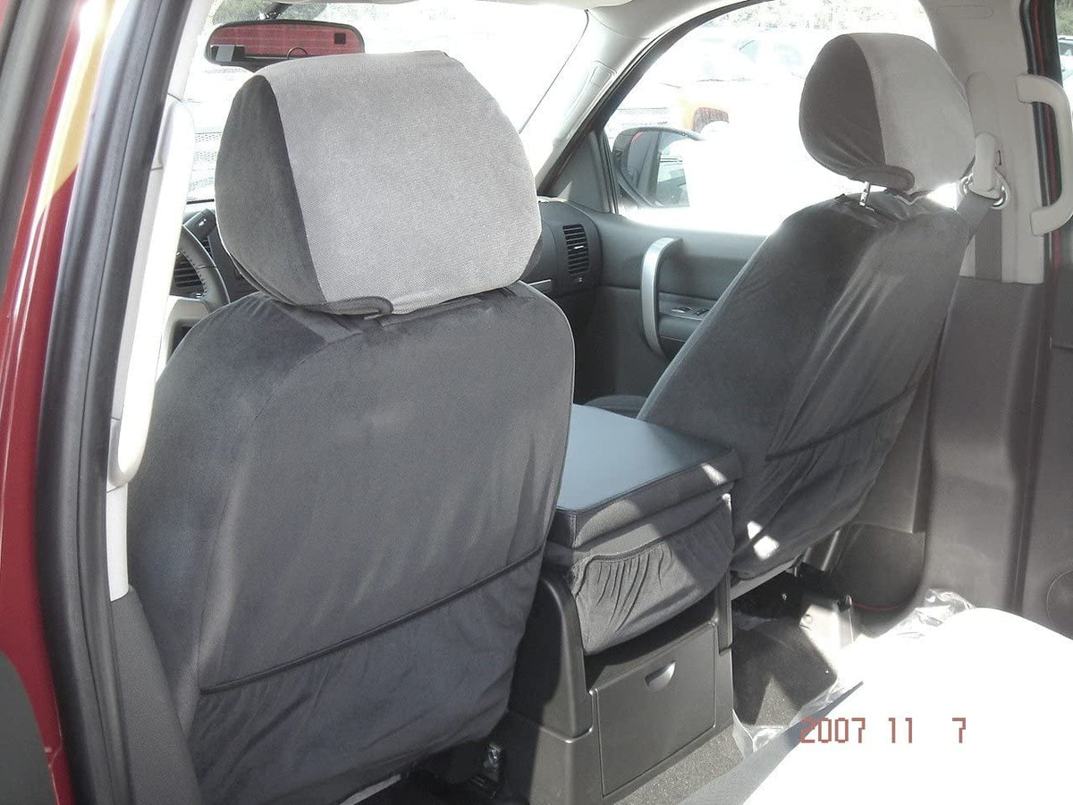 C1127 2007-2013 Chevy Silverado, Suburban and Tahoe LT Front 40/20/40 Split Seat With Opening Console With 2 Opening Lids In Gray and Black Velour