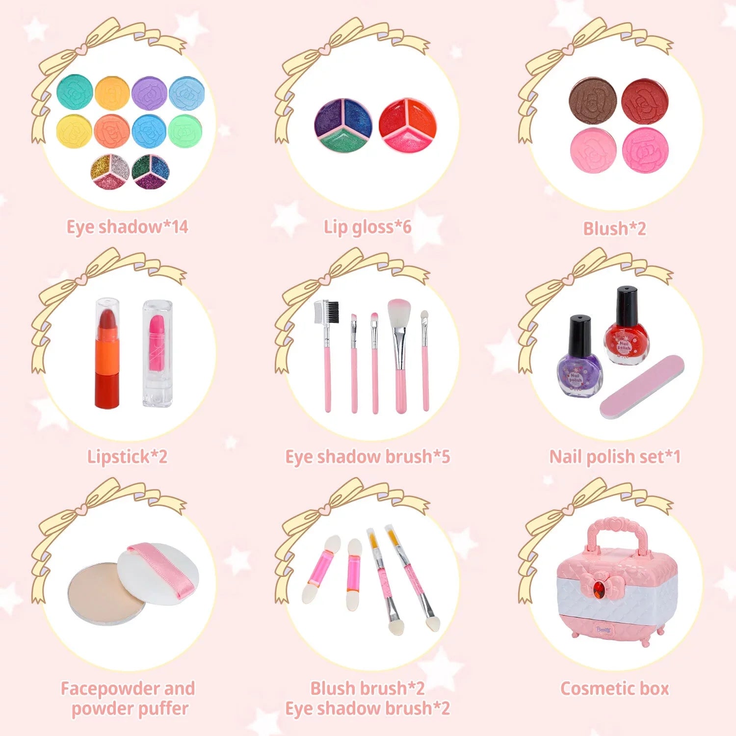 Kids Makeup Kit for Girl 42 Pcs Washable Toddler Makeup Kit, Girl Toys Real Cosmetic Little Girls Makeup Set, Safe & Non-Toxic Frozen Makeup Set for 3-12 Year Old Kids Birthday Gift (Pink)