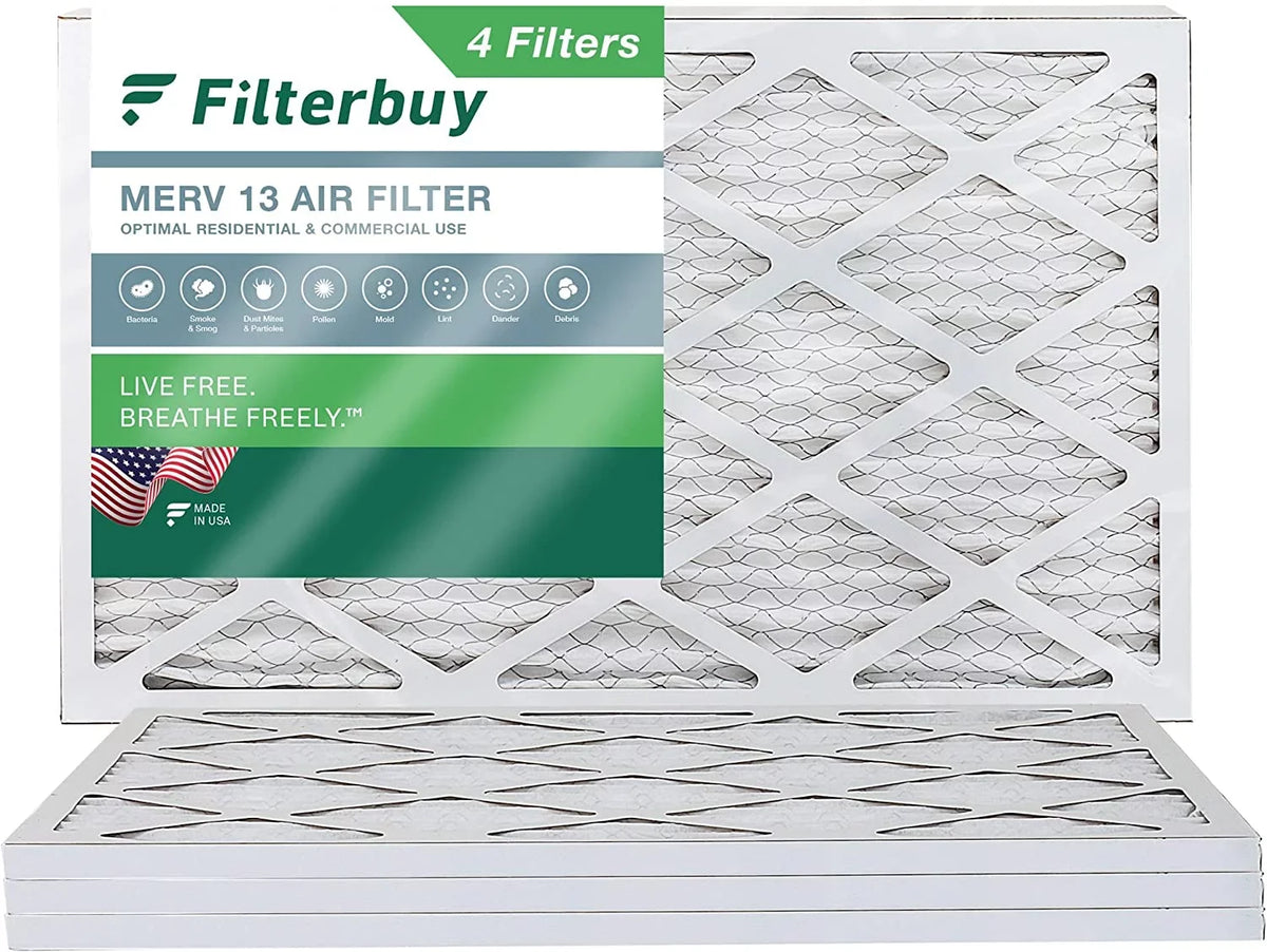 Filterbuy 12x30x1 MERV 13 Pleated HVAC AC Furnace Air Filters (4-Pack)