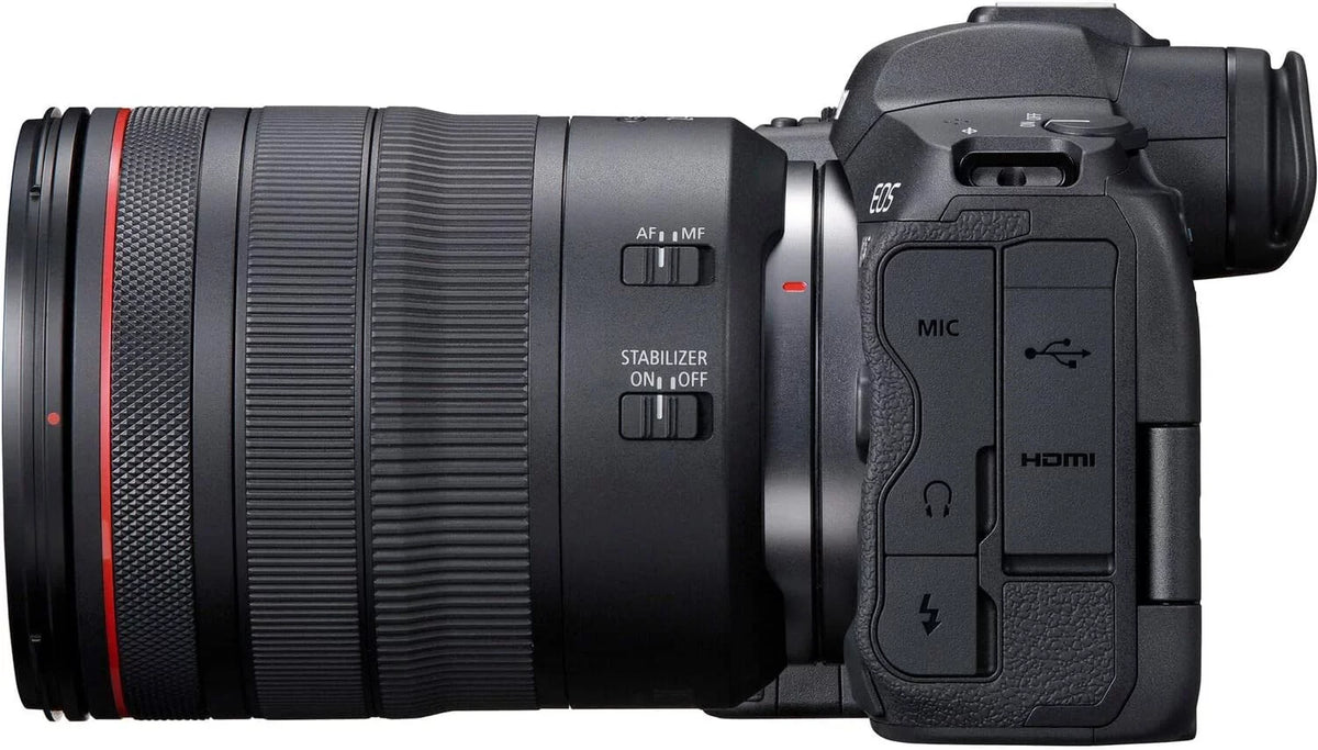 Camera bundle for Canon EOS R5 Mirrorless Camera with RF 24-105mm f/4 L IS USM Lens + Shotgun Microphone with Video Kit Accessories (128GB, Tripod, Flash and More)