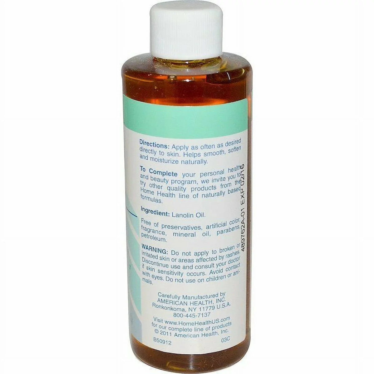 Home Health Liquid Lanolin Pure Emollient Oil, Moisturize Skin, 4oz, 2-Pack