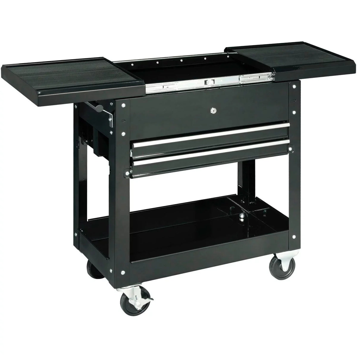 Global Industrial 27" 2-Drawer Tool Cart W/ Sliding Top, Black