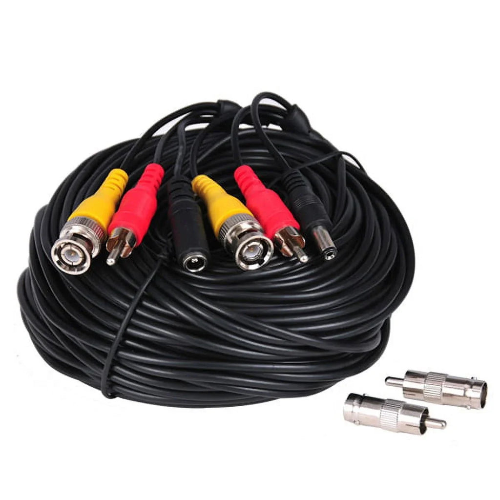VideoSecu 4x 50ft Security Camera Audio Video Power Cable BNC RCA Connector Wire Cord for CCTV Surveillance Camera with 4CH 12V DC Power b4k