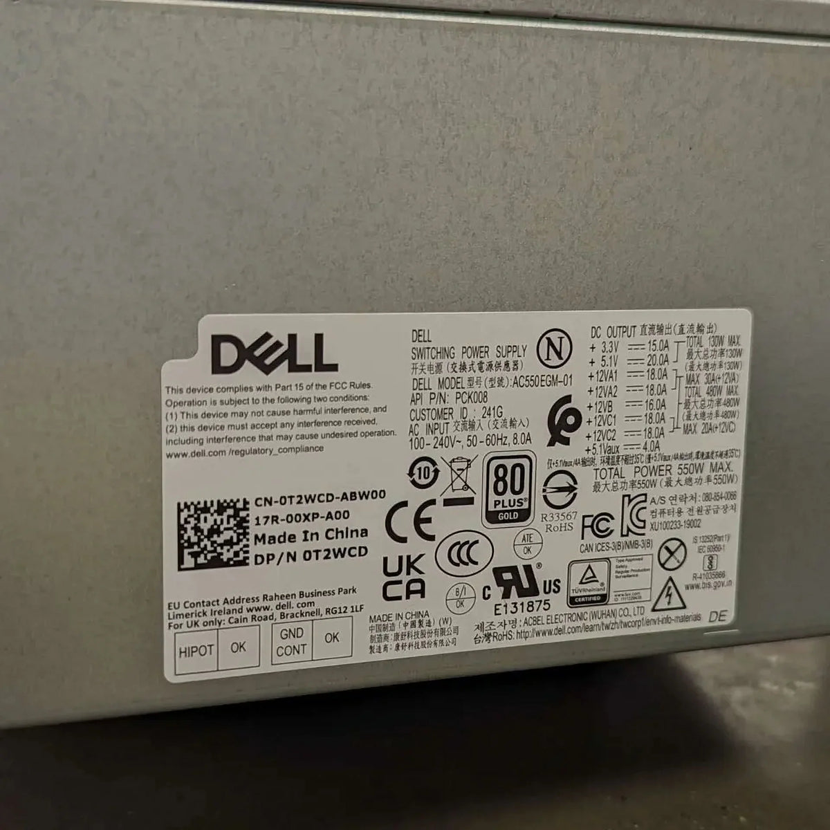Genuine Precision T3630 T3640 T3650 AC550EGM-00 PCK008 550W Power Supply