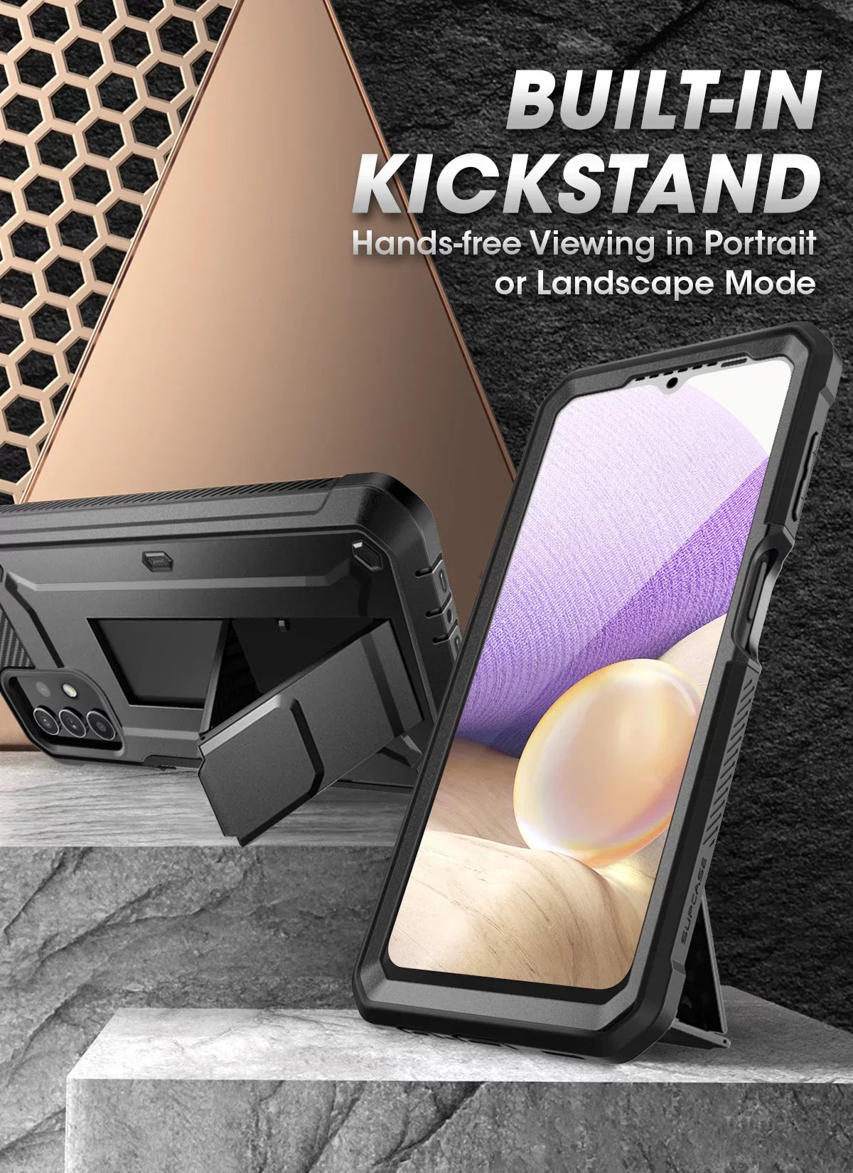 SUPCASE Unicorn Beetle Pro Series Case Designed for Samsung Galaxy A32 5G [Not Fit 4G Version], Full-Body Rugged Holster & Kickstand Case with Built-in Screen Protector (Black)