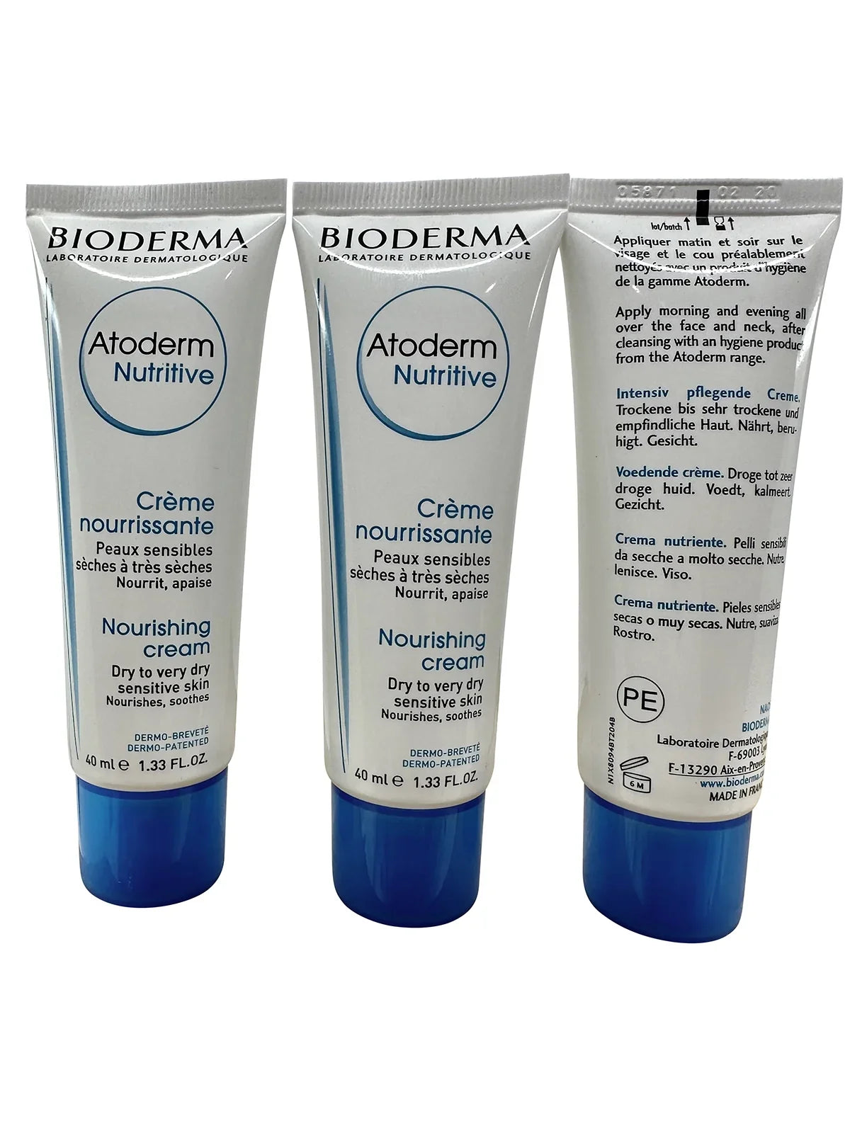 Bioderma Atoderm Nutritive Nourishing Cream Dry & Very Dry Sensitive Skin 1.33 oz Set of 3