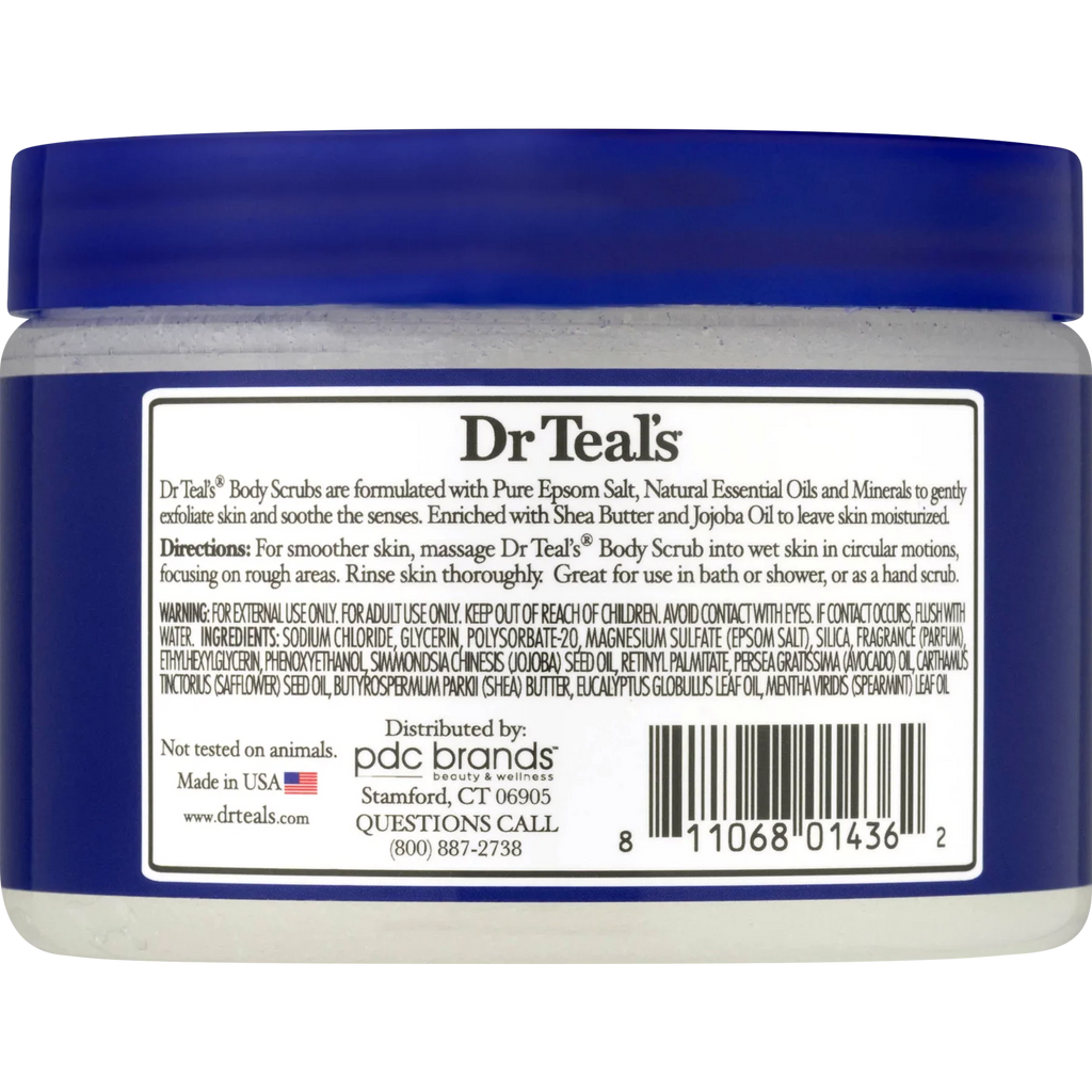 Dr Teal's Exfoliate & Renew Eucalyptus & Spearmint Epsom Salt Body Scrub, 16 oz (Pack of 3)