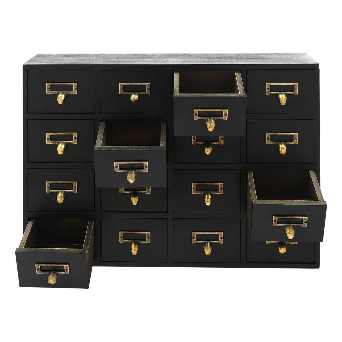 16 Drawers Apothecary Cabinet Herb Storage Box, Wooden Desk Drawer Organizer New