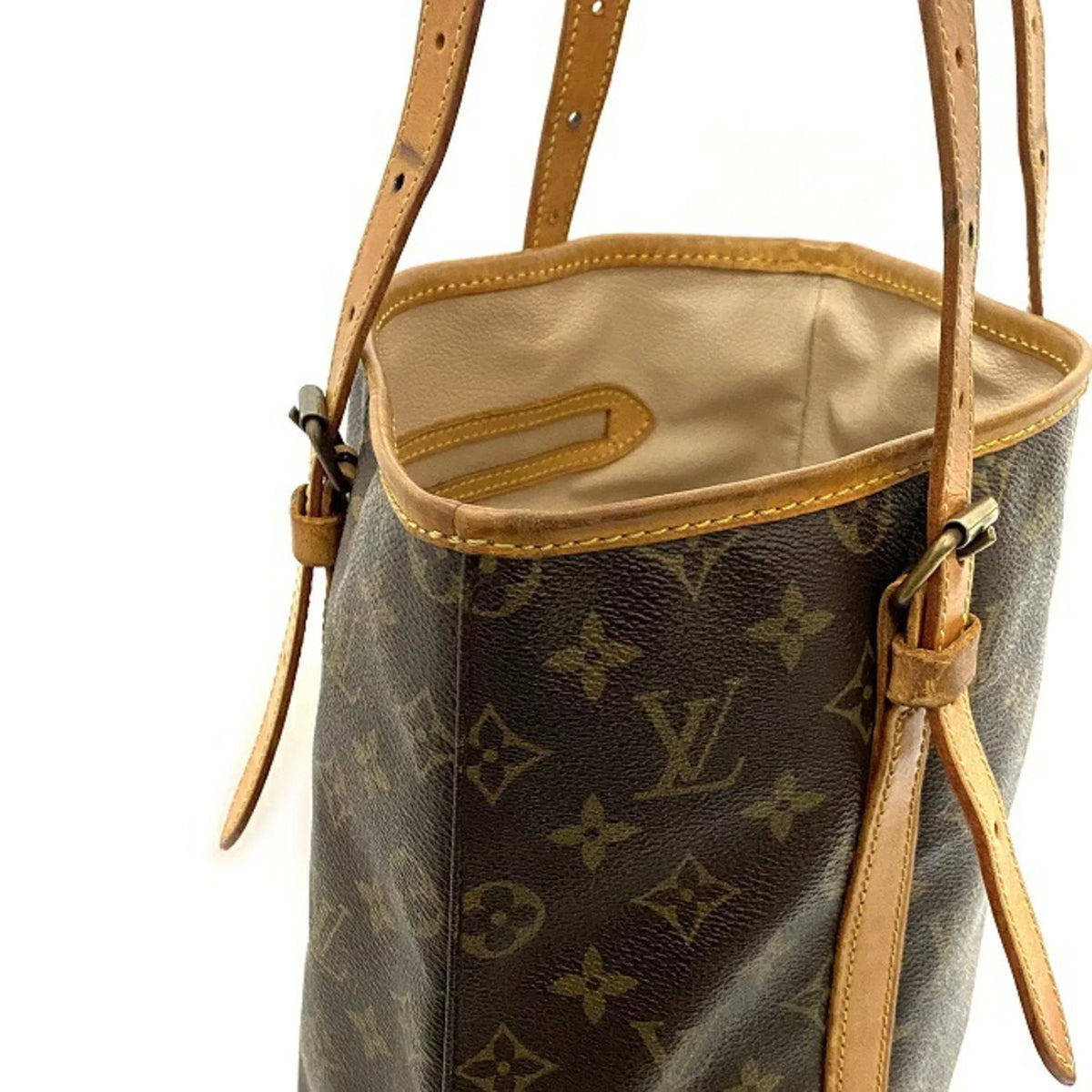 Pre-Owned Louis Vuitton Bucket GM Brown Beige Monogram M42236 Canvas Nume Leather FL0093 LOUIS VUITTON Bag Tote Handbag Women's (Good)