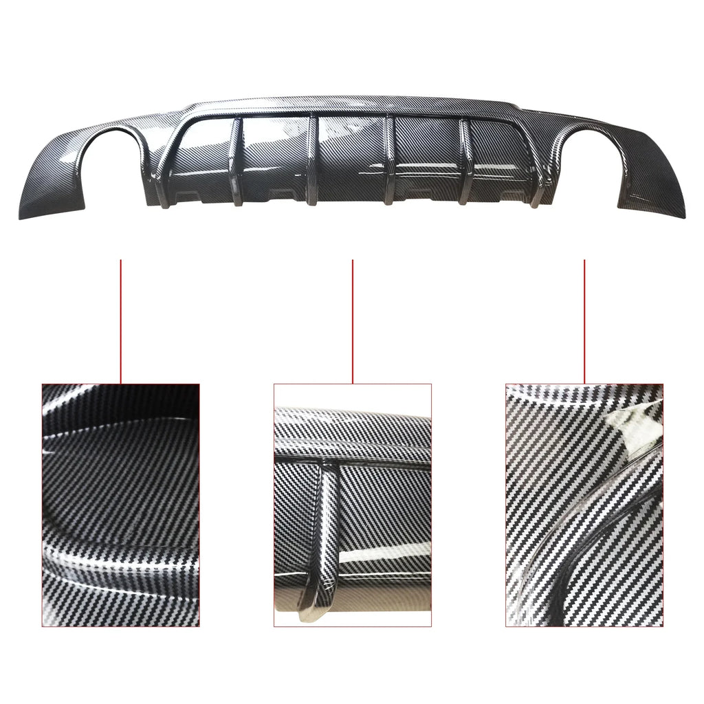 NINTE Rear Diffuser Lip for Chrysler 300 SRT 2015-2023 Carbon Fiber Style Round Exhaust