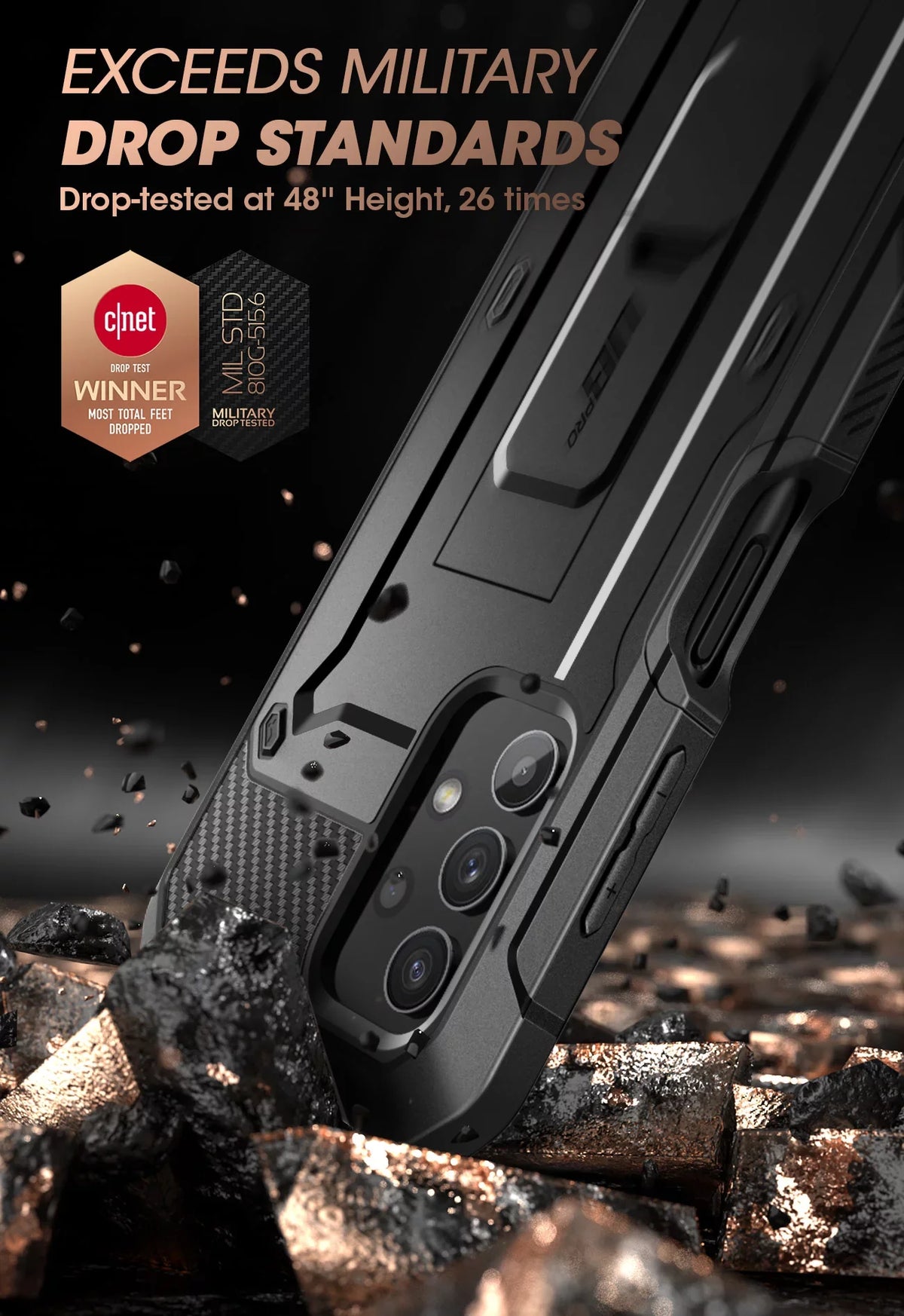 SUPCASE Unicorn Beetle Pro Series Case Designed for Samsung Galaxy A32 5G [Not Fit 4G Version], Full-Body Rugged Holster & Kickstand Case with Built-in Screen Protector (Black)