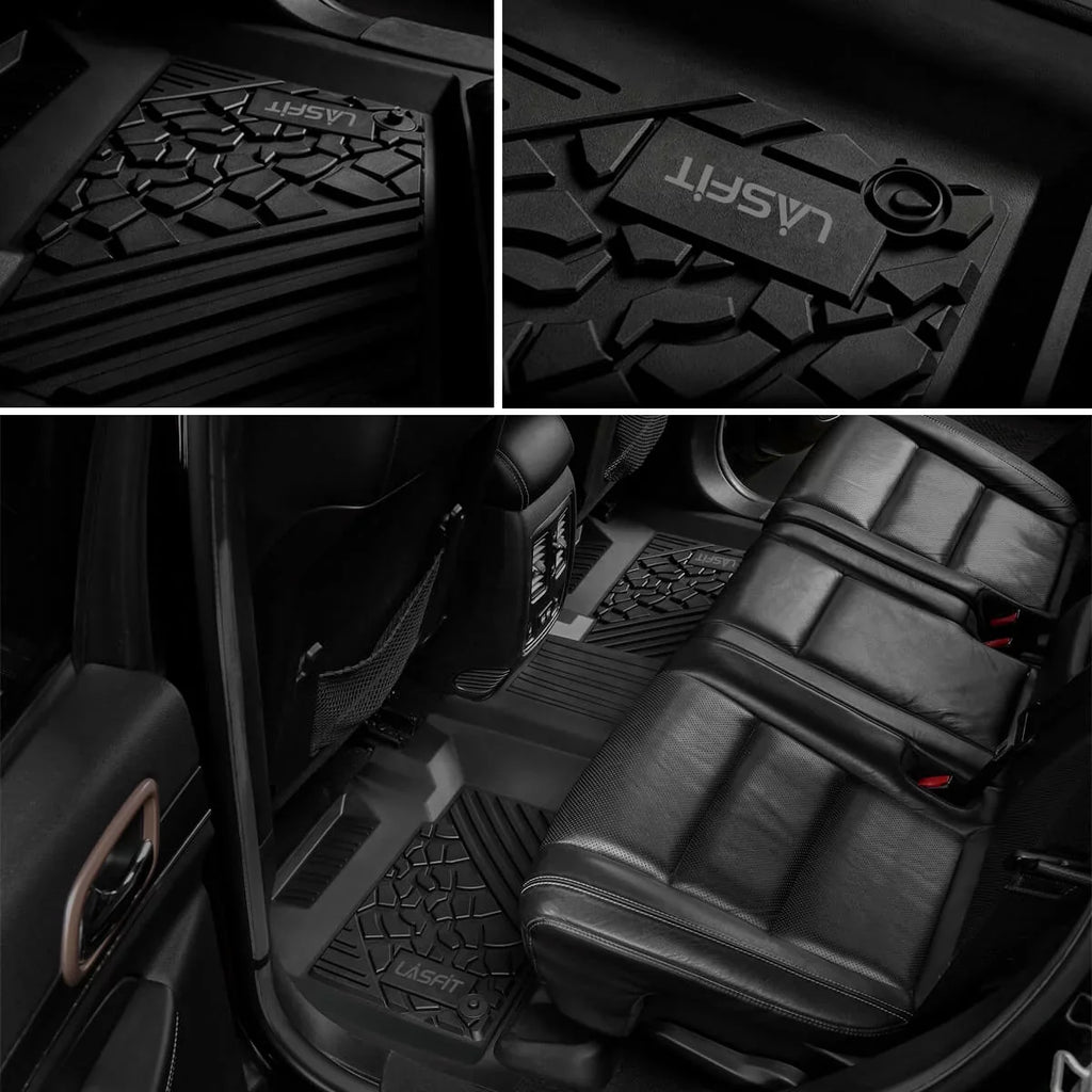 Lasfit Floor Liners for 2013- 2015 Jeep Grand Cherokee （Fit Bench Seating ONLY）,for 2013-2021 Dodge Durango (Fit Bench Seating on 2nd Row only),All Condition Fit TPE Floor Mats Set