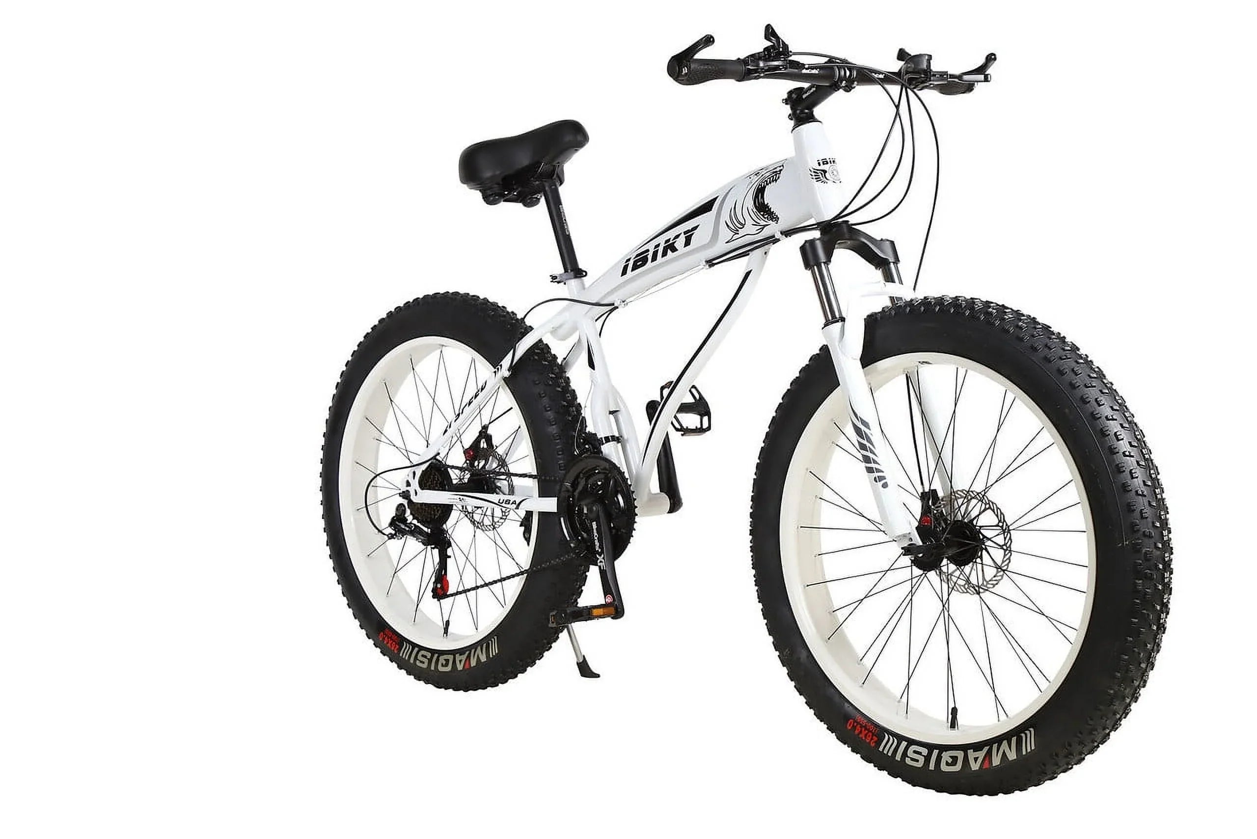 26 Inch 21 Speed 4.0 Fat Tire Bike Snow and Grass Sand Bike MTB Shark White