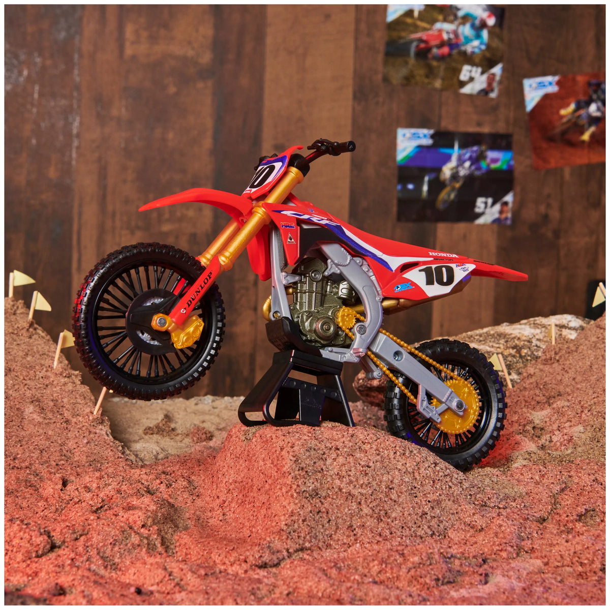 Supercross, Authentic Justin Brayton 1:10 Scale Collector Die-Cast Motorcycle Replica with Display Stand