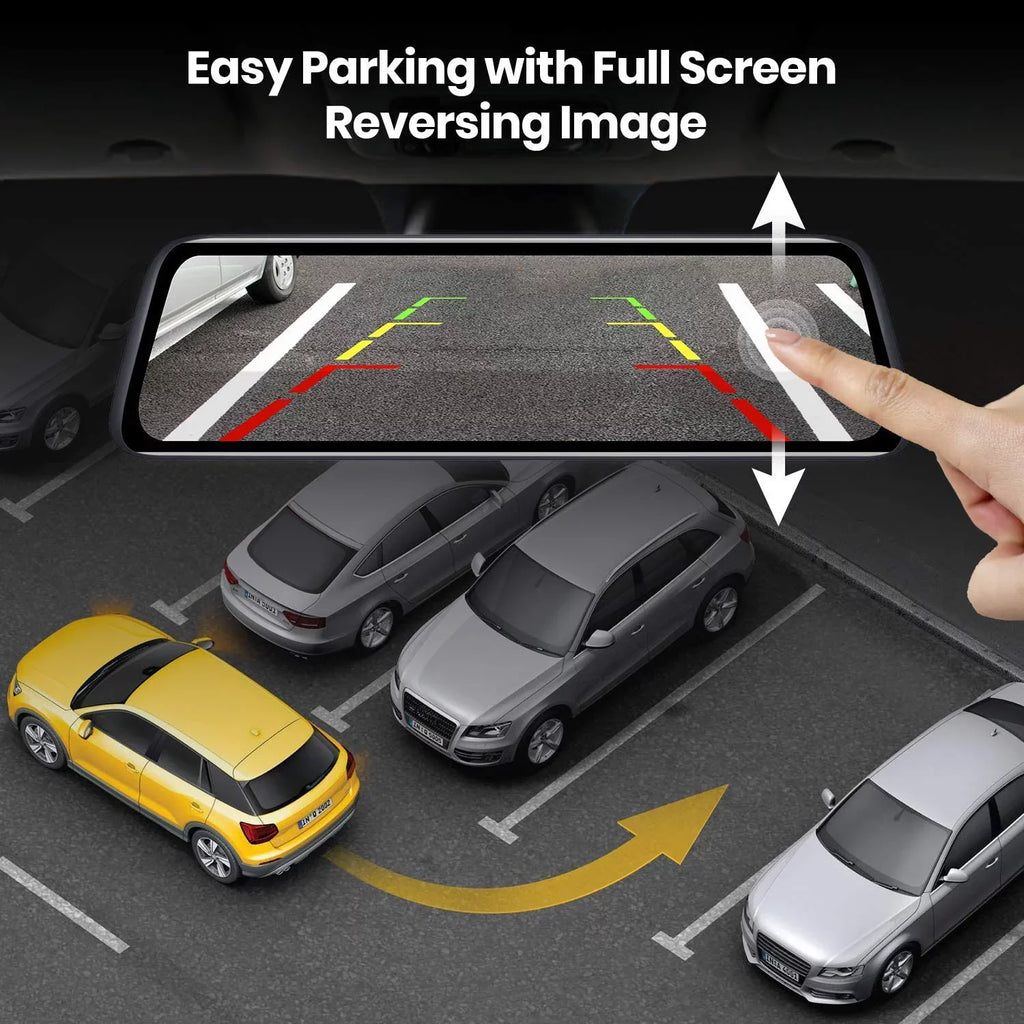 Auto-Vox Rear View Mirror 9.35'' Monitor Camera OEM Look Touch Screen Mirror Dash Cam, Dual Camera 1080P Super Night Vision Car Backup Camera(V5 PRO)