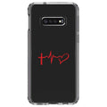 DistinctInk Clear Shockproof Hybrid Case for Samsung Galaxy S10e (5.8" Screen) - TPU Bumper Acrylic Back Tempered Glass Screen Protector - Cross Heart - Faith Hope Love