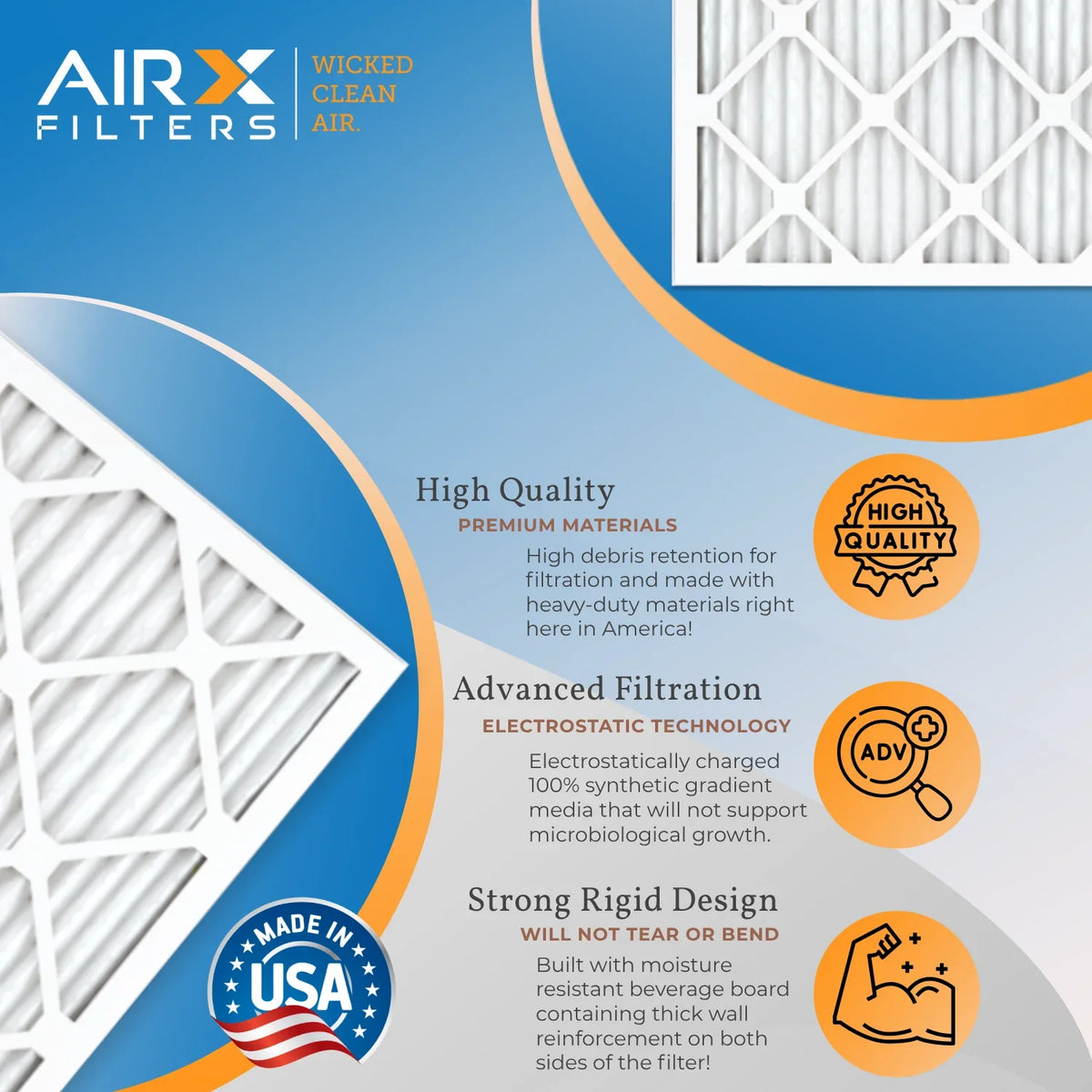 30x36x1 Air Filter MERV 8 Comparable to MPR 700 & FPR 5 Electrostatic Pleated Air Conditioner Filter 4 Pack HVAC AC Premium USA Made 30x36x1 Furnace Filters by AIRX FILTERS WICKED CLEAN AIR.