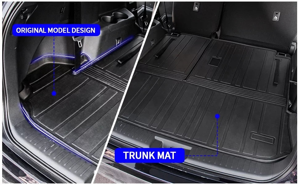 Cargo Mat Fitting with 2020-2024 Toyota Highlander Trunk Mat Cargo Liner TPE Back Seat Wrap Protector 2022 7 Seats Highlander Accessories (2020-2023, Trunk Mat with Backrest Mat)
