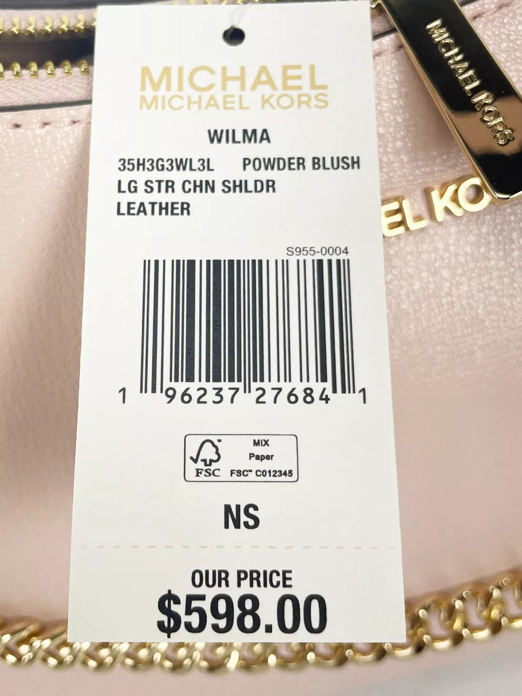 Michael Kors Wilma Large Smooth Leather Chain Shoulder Bag Purse