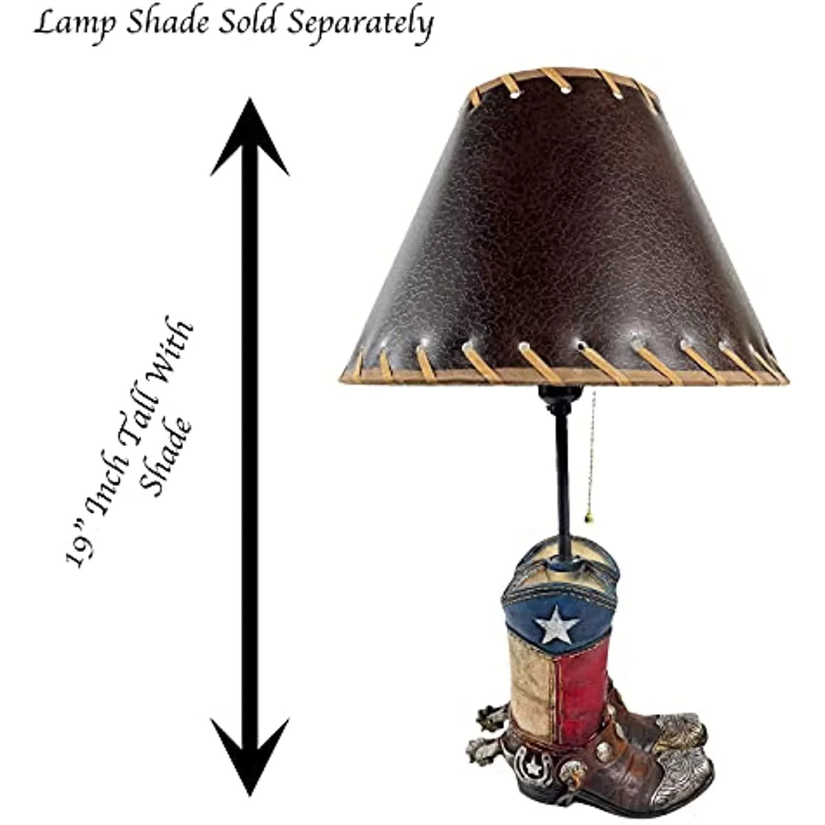 Urbalabs Western Cowboy Double Texas Boot Steel Toe Roper End Table Standing Table Lamp Nightstands Living Room End Tables Lamps for Bedrooms Office (Double Texas Boot)