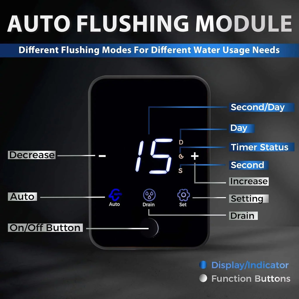iSpring WSP500ARJ-BP Whole House Prefilter, Spin-Down Sediment Water Filter with Bypass, Upgraded Clear Housing, Jumbo Size, Flushable and Reusable, Touch-Screen Auto Flushing, 4 Modes, 500 Microns