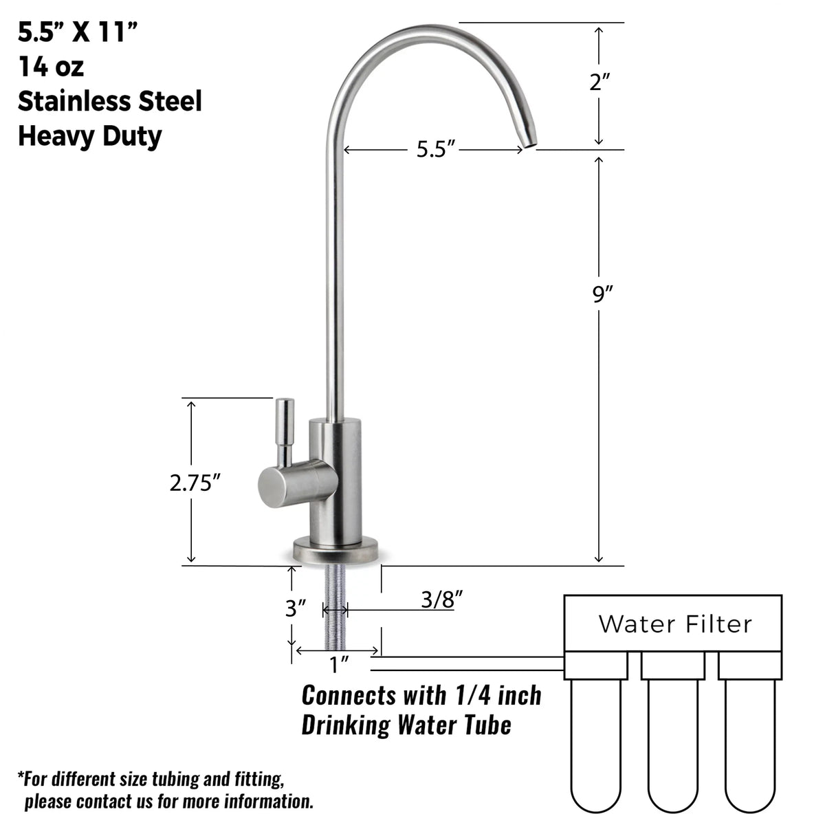 iSpring GA1-SS Premium Stainless Steel Drinking Reverse Osmosis Water Filtration Systems, 100% Lead-Free RO Faucet, Brushed Nickel