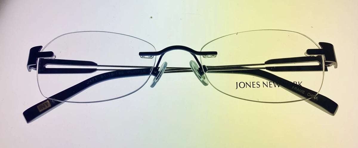 Jones New York Mens Black Rimless Rectangle Eyewear Frame, J471. 51mm