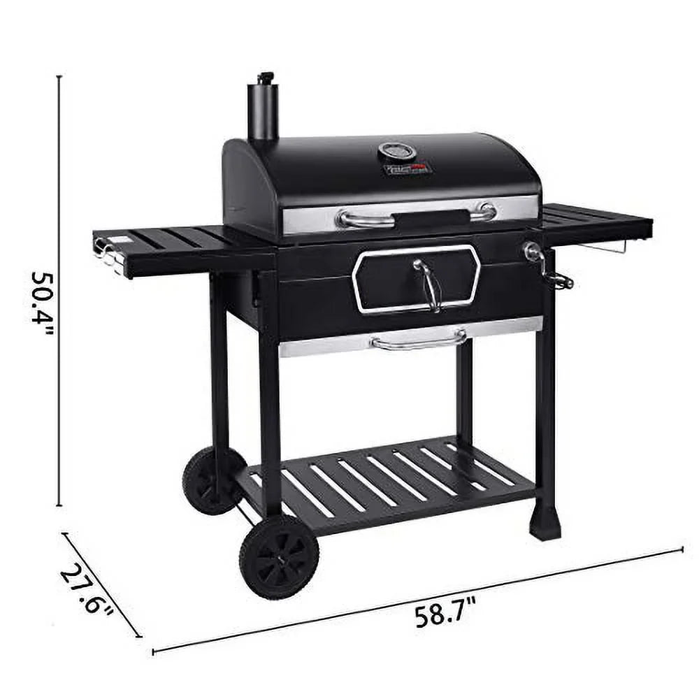 Royal Gourmet CD2030AN 30-Inch Charcoal Grill, Deluxe BBQ Smoker Picnic Camping Patio Backyard Cooking, Black, Large